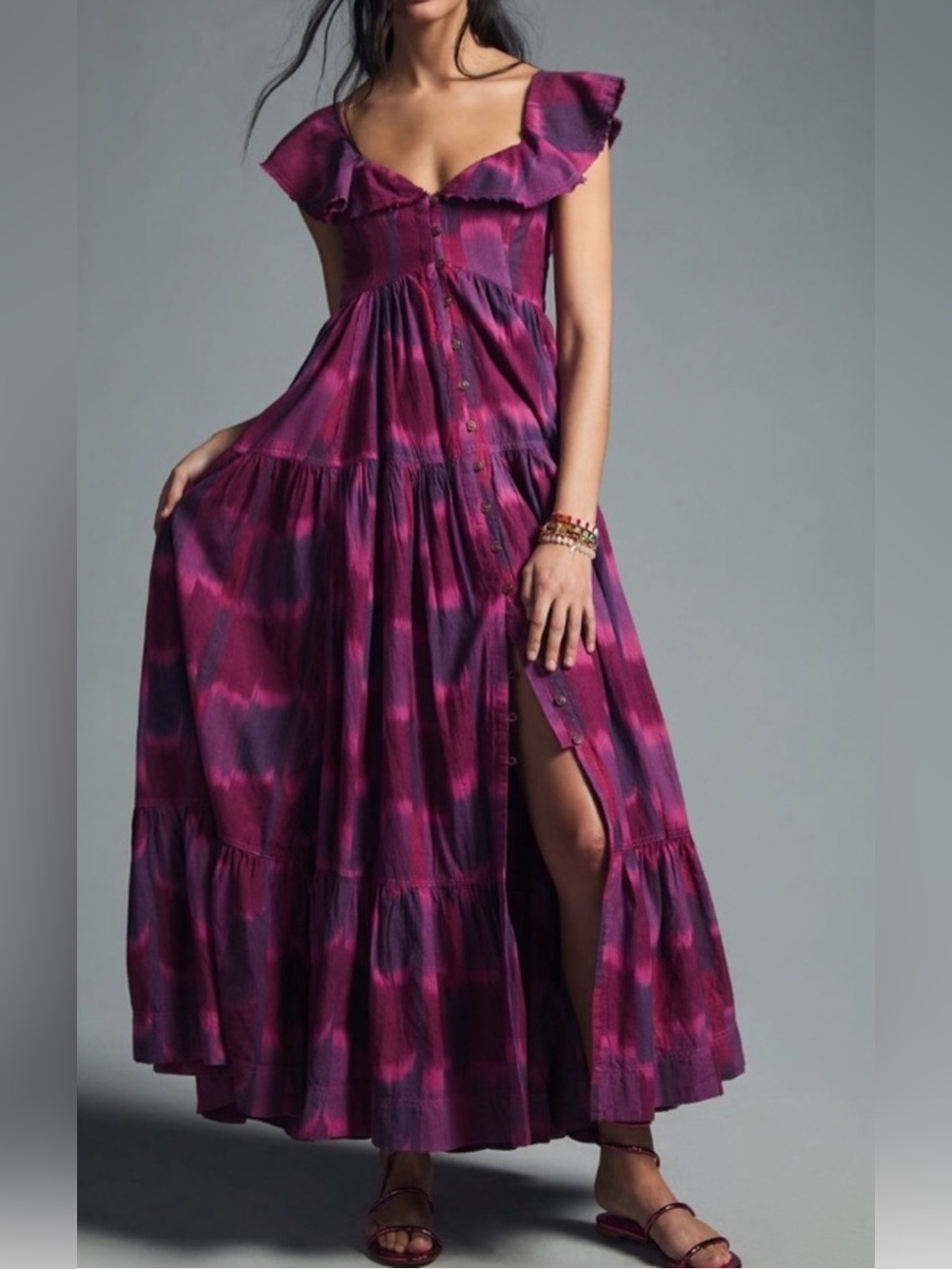 Anthropologie Pilcro Dyed Flutter-Sleeve Dress Medium